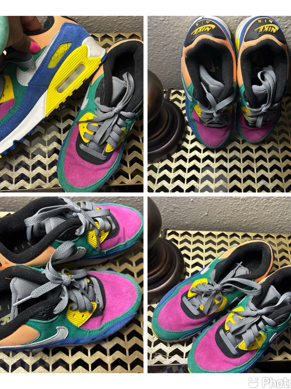 Nike Kids Colorblock Suede Sneakers in Pink, Green, Yellow, Blue and Orange
